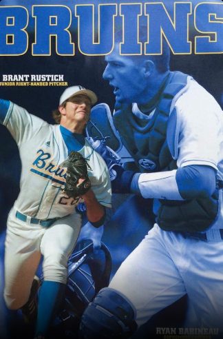UCLA baseball media guide cover featuring Brant Rustich, junior right-handed pitcher